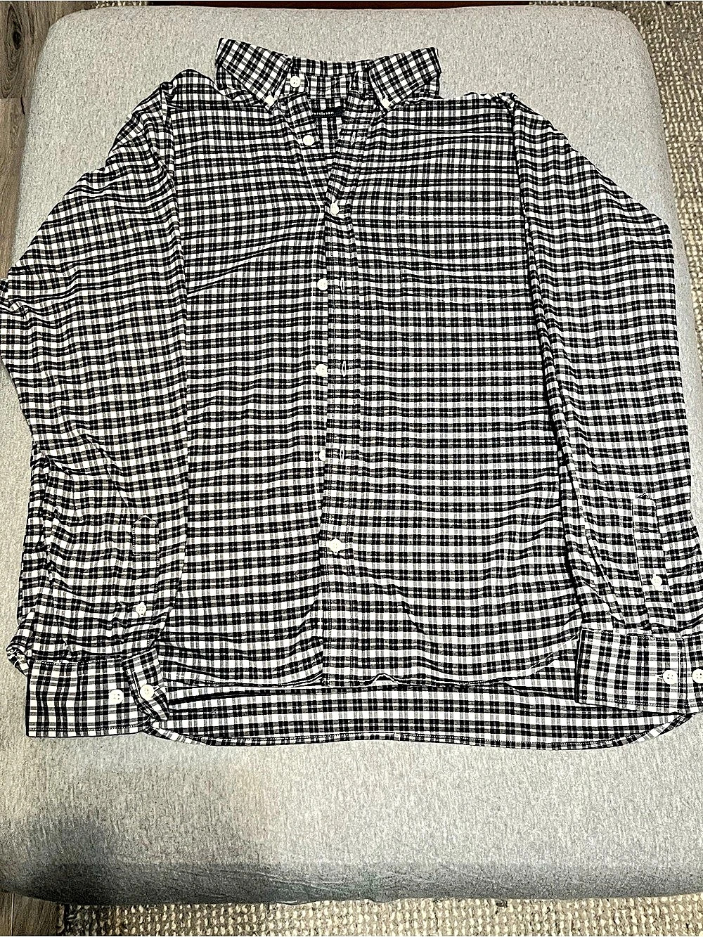 Puritan Plaid Button Down in Black & White Size Large